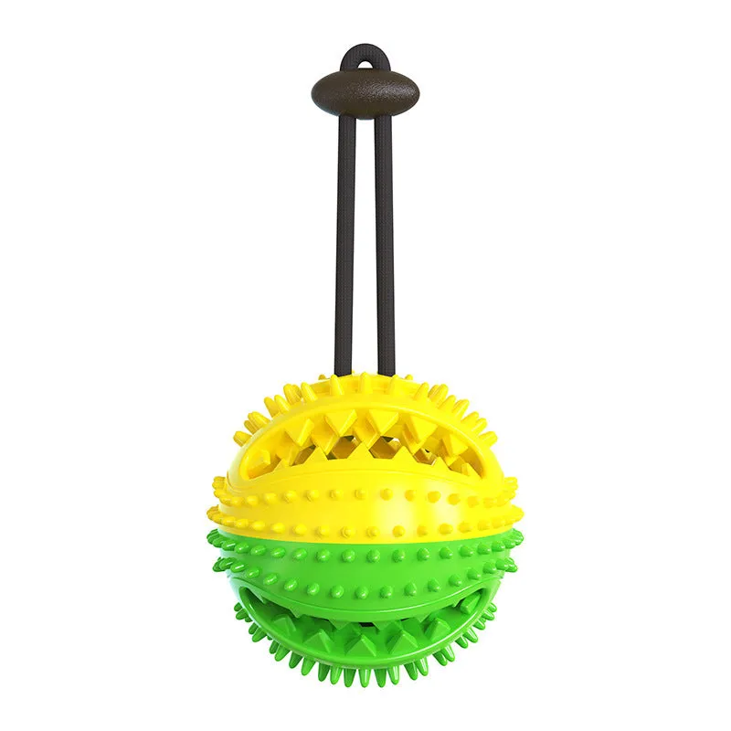 Dog corn molar stick chew toy with suction cup base in plastic, 111x56mm, 120g, green and yellow style