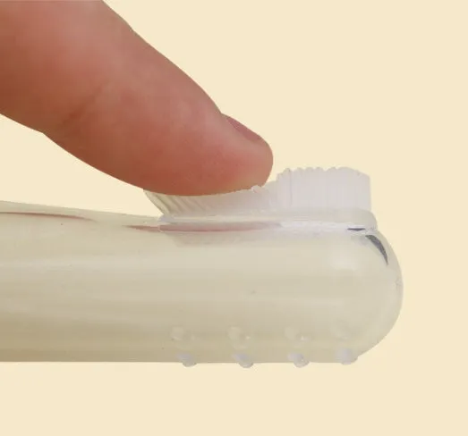 Round-headed silicone finger toothbrush with soft bristles for cleaning baby's mouth