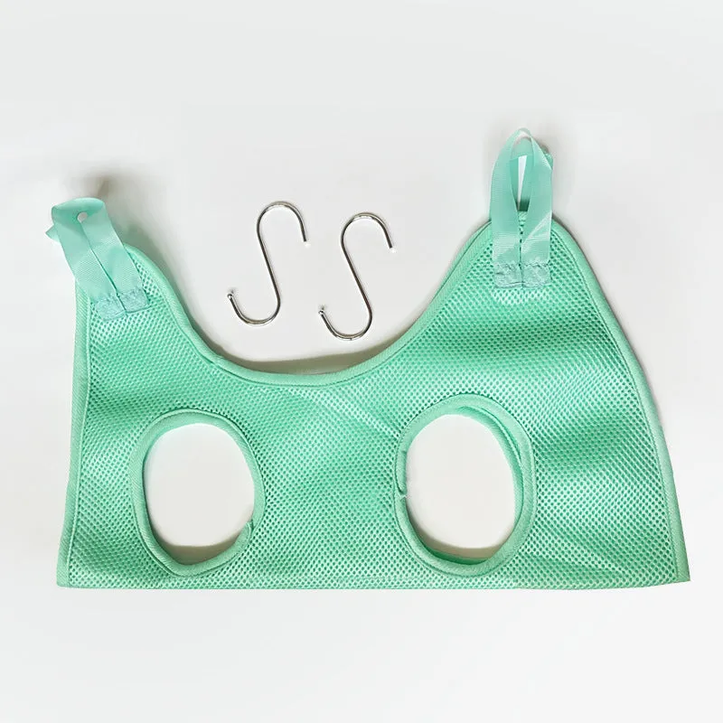 Breathable sandwich fabric pet grooming hammock for cats and dogs with small size option in blue