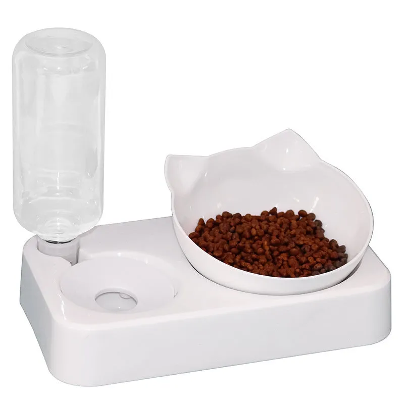White anti-overturning plastic dog and cat food bowl with stable non-slip base
