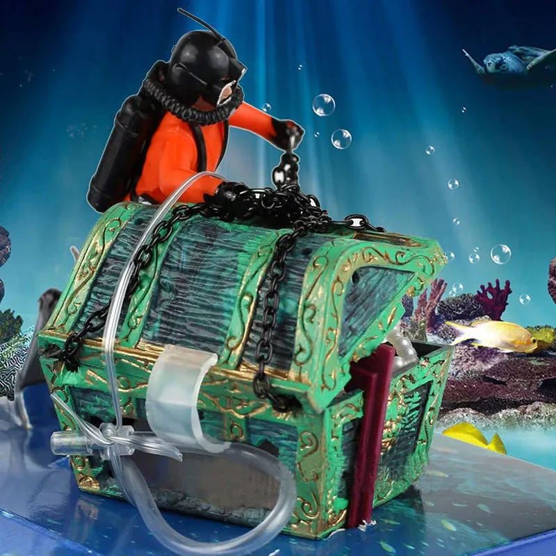 Large plastic aquarium landscaping decoration cave in green for fish tank