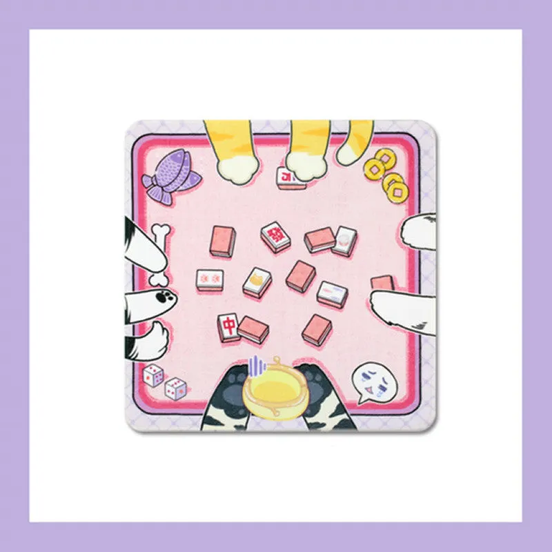 Cartoon non-slip floor mat for cat cage, soft flocking surface, TPR bottom, 45x65cm, gray cat design