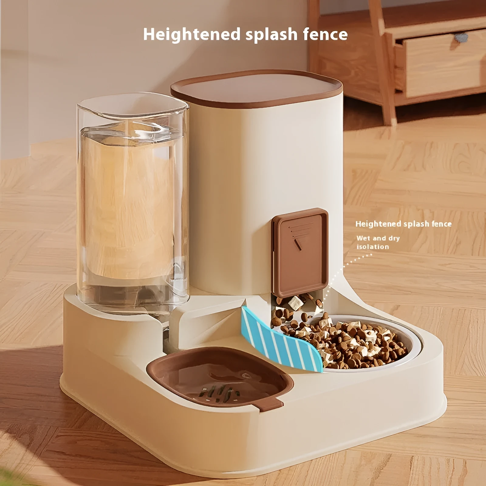 Automatic pet feeder for dogs and cats with anti-black chin bowl in grass green