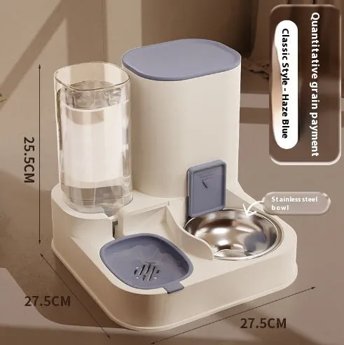 Automatic pet feeder for dogs and cats with anti-black chin bowl in grass green