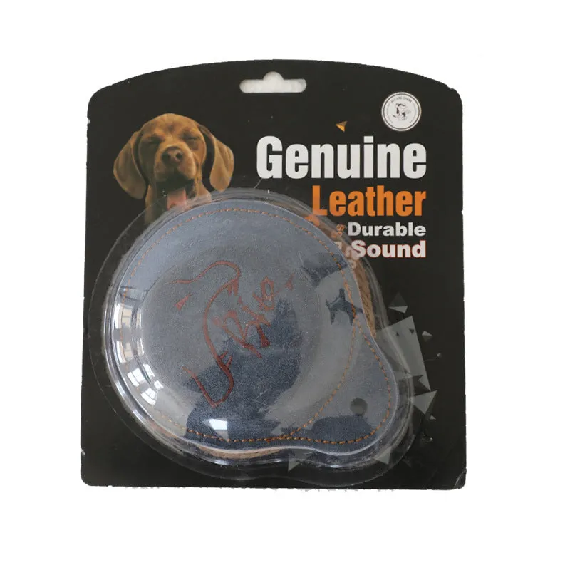 Natural cowhide dog training chew toy in Beige colour with vocal insert, shaped as a pony, on white background
