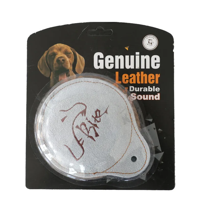 Natural cowhide dog training chew toy in Beige colour with vocal insert, shaped as a pony, on white background