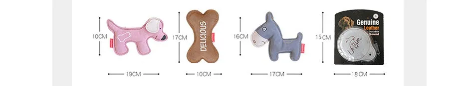 Natural cowhide dog training chew toy in Beige colour with vocal insert, shaped as a pony, on white background