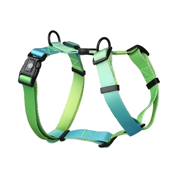 Gradient colour polyester dog harness chest strap in small, medium, large sizes