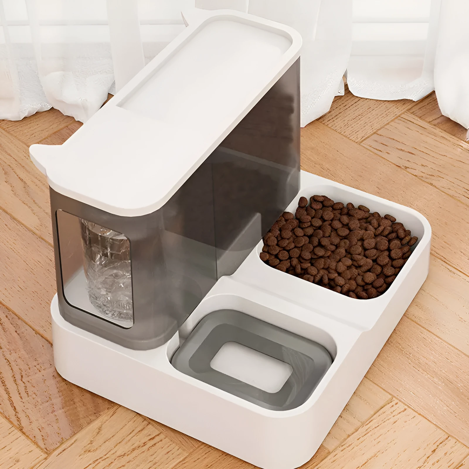Cat automatic feeder water dispenser plastic large capacity grey blue pink