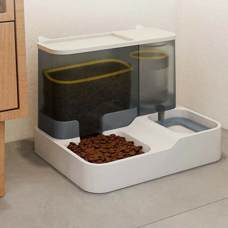 Cat automatic feeder water dispenser plastic large capacity grey blue pink