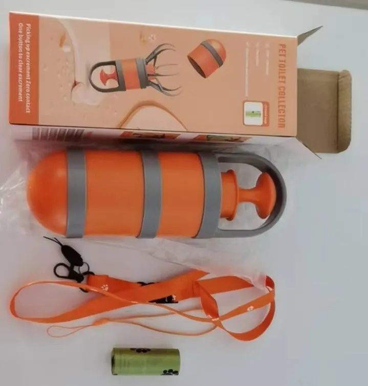Portable plastic dog toilet holder with garbage bag roll for pet waste disposal