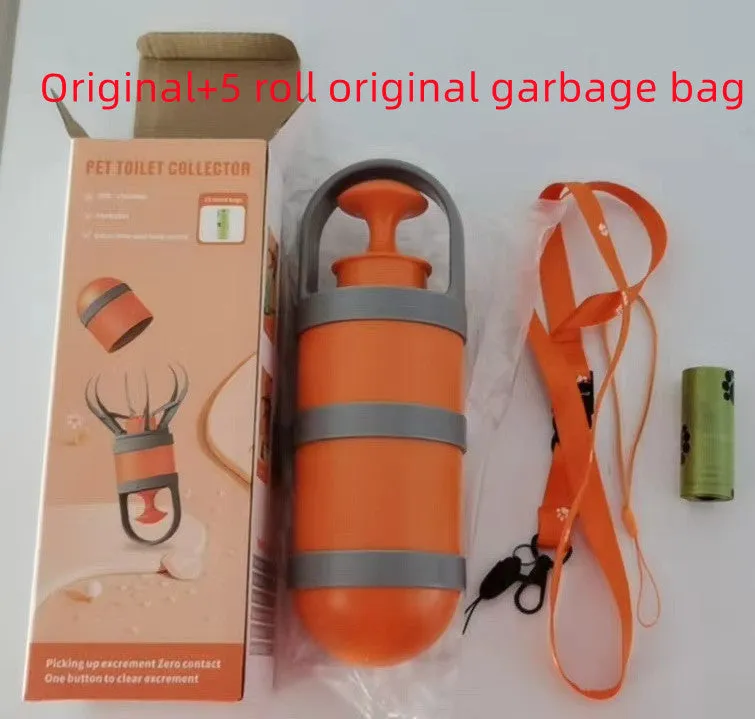 Portable plastic dog toilet holder with garbage bag roll for pet waste disposal