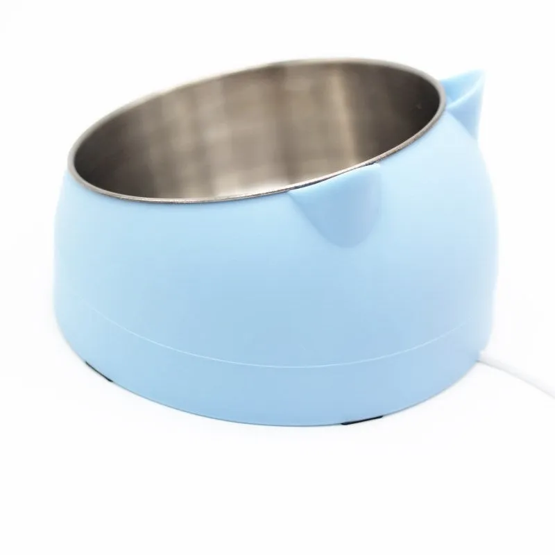 Stainless steel double bowl cat bowl cervical protection oblique mouth design 200ml capacity