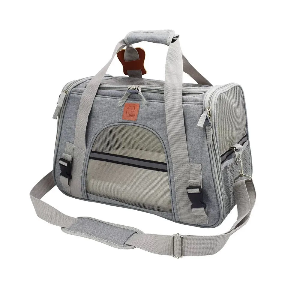 Non-woven cat bag space bag with ID pocket in dark grey upgrade, 45x25x28cm size