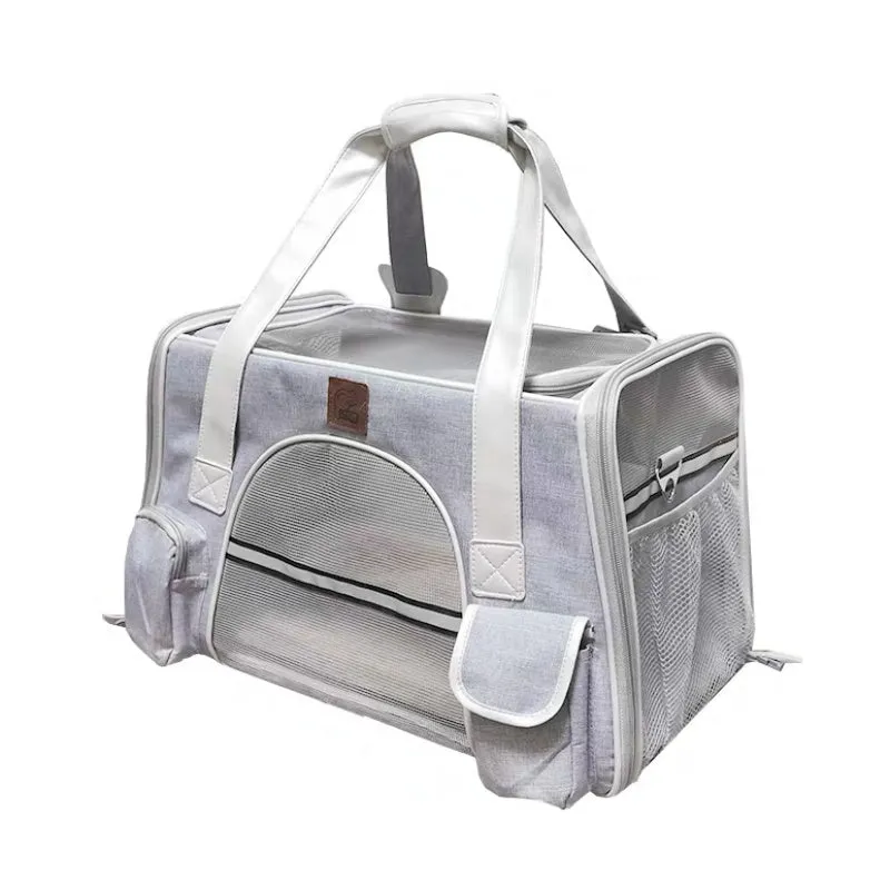 Non-woven cat bag space bag with ID pocket in dark grey upgrade, 45x25x28cm size