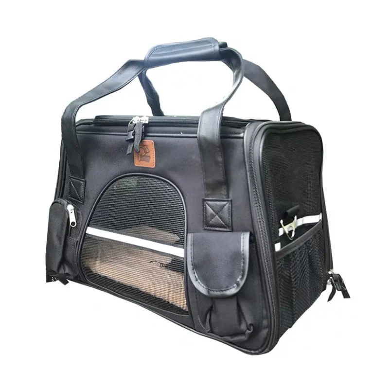 Non-woven cat bag space bag with ID pocket in dark grey upgrade, 45x25x28cm size