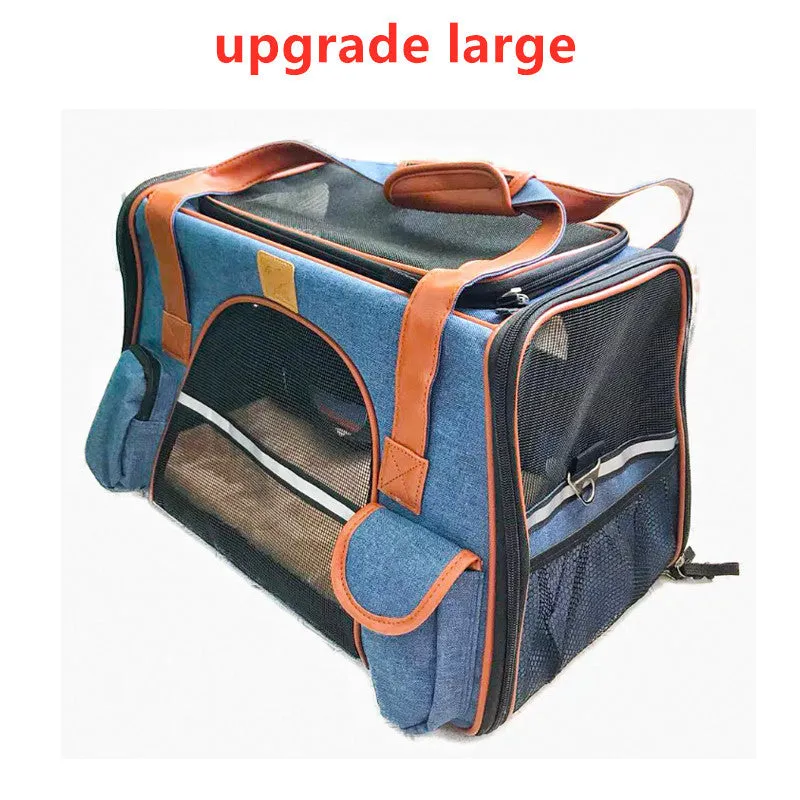 Non-woven cat bag space bag with ID pocket in dark grey upgrade, 45x25x28cm size