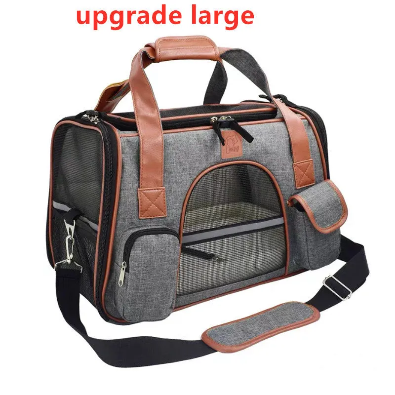Non-woven cat bag space bag with ID pocket in dark grey upgrade, 45x25x28cm size