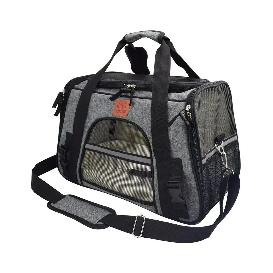 Non-woven cat bag space bag with ID pocket in dark grey upgrade, 45x25x28cm size