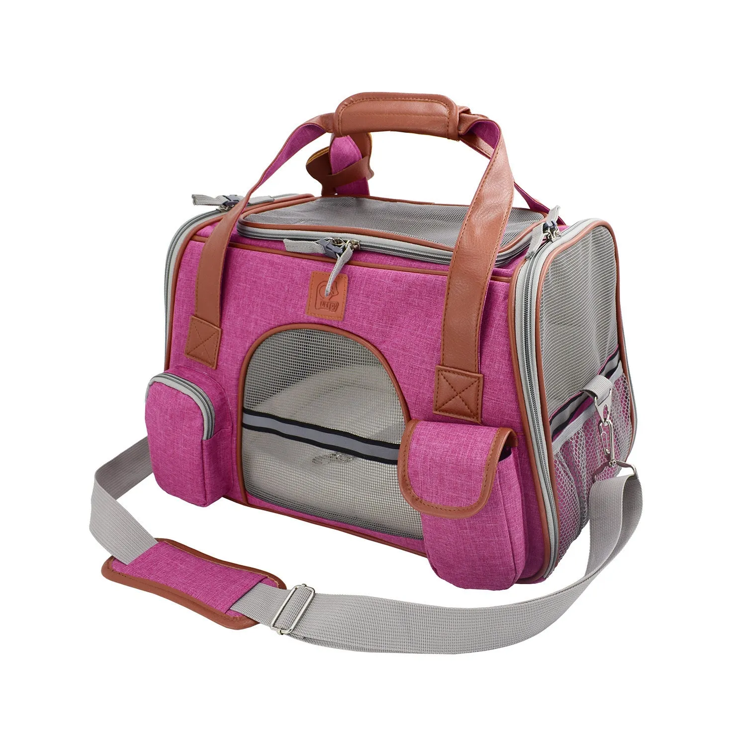 Non-woven cat bag space bag with ID pocket in dark grey upgrade, 45x25x28cm size
