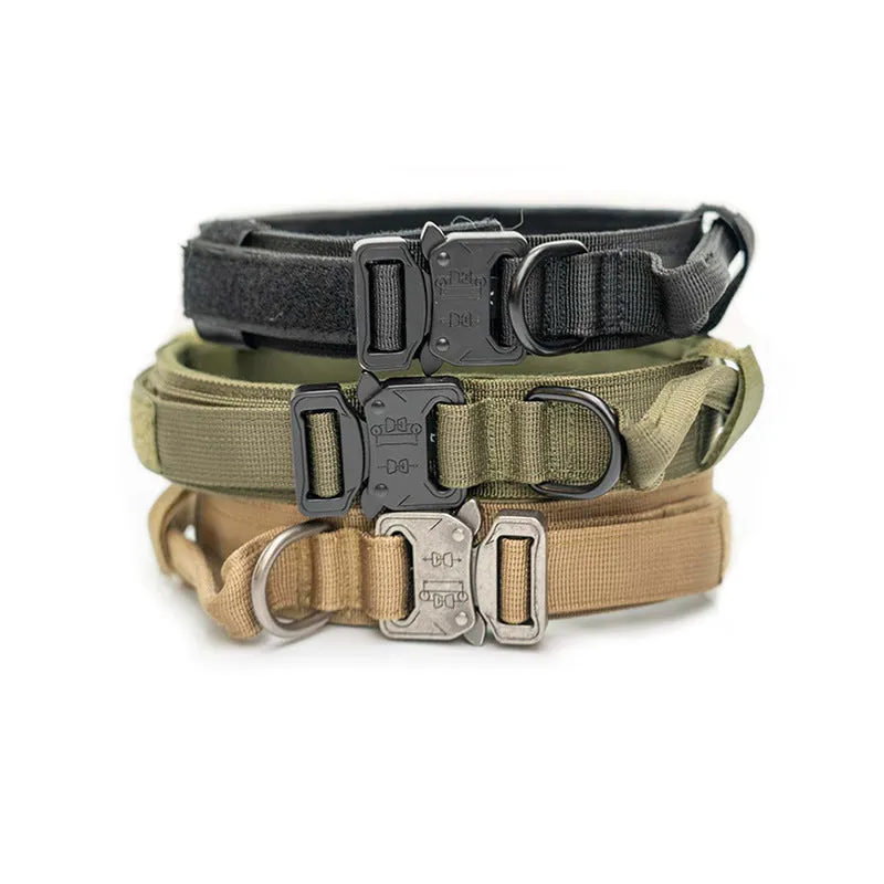 Tactical 600d nylon dog collar for large dogs in black