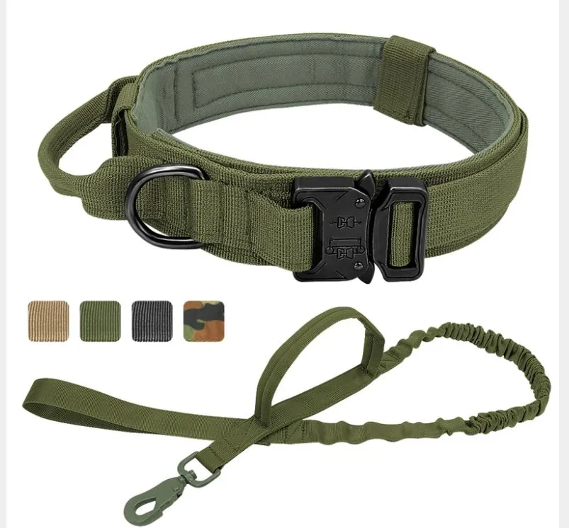 Tactical 600d nylon dog collar for large dogs in black