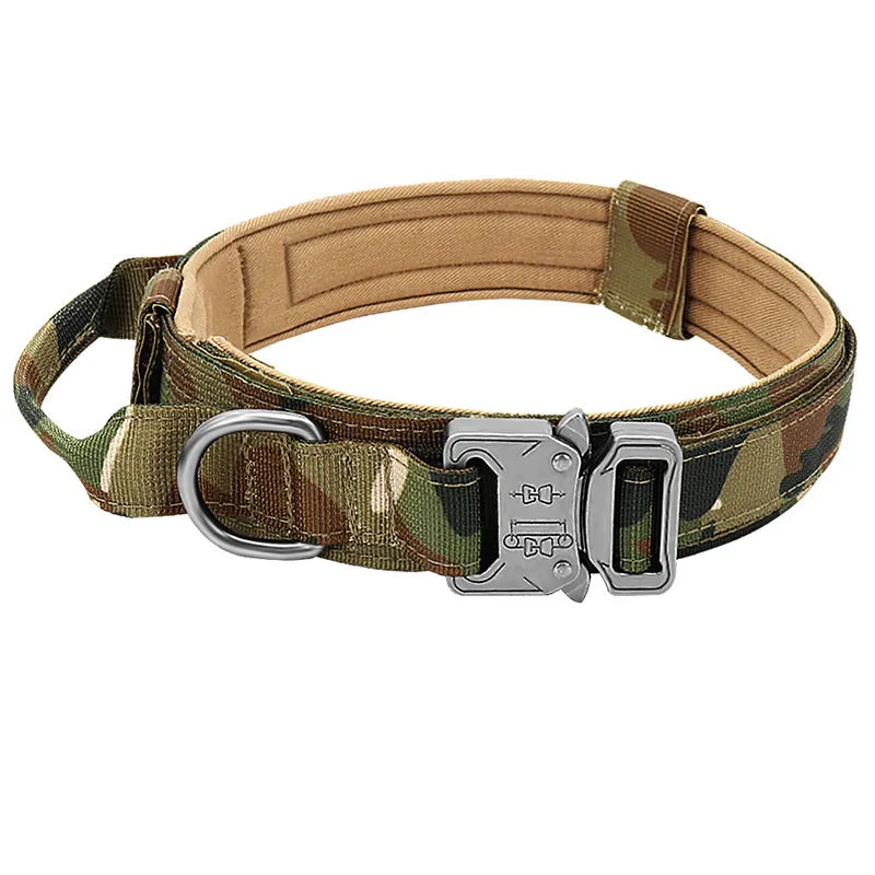 Tactical 600d nylon dog collar for large dogs in black