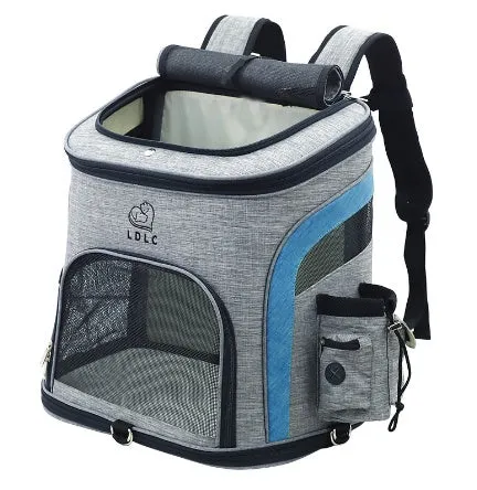 Breathable nylon pet backpack for dogs and cats up to 20 kg available in grey colour with ventilation panel