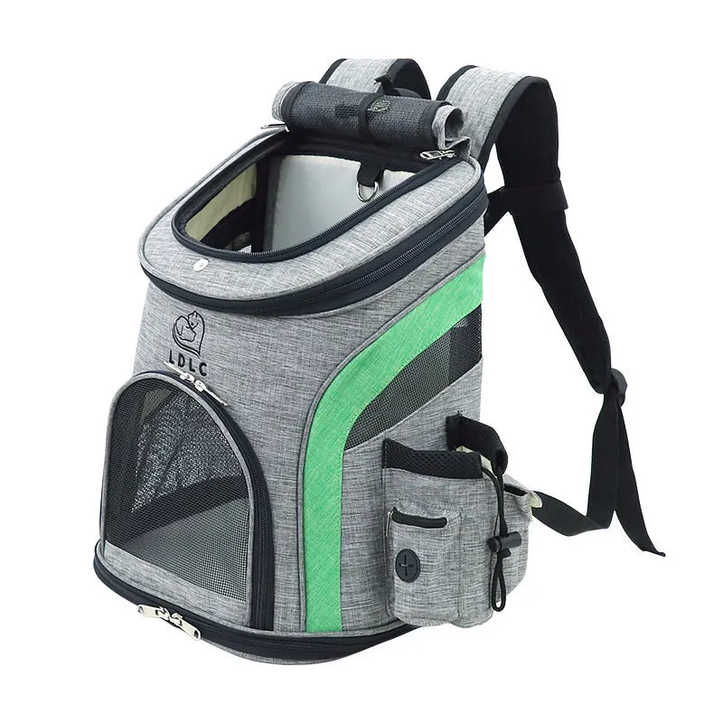Breathable nylon pet backpack for dogs and cats up to 20 kg available in grey colour with ventilation panel
