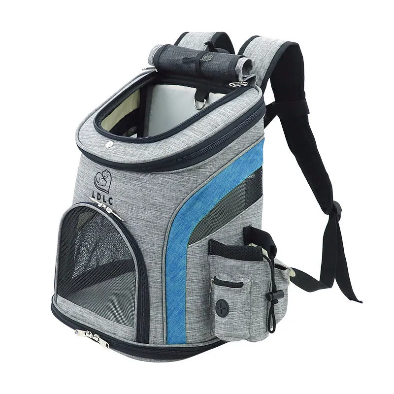 Breathable nylon pet backpack for dogs and cats up to 20 kg available in grey colour with ventilation panel