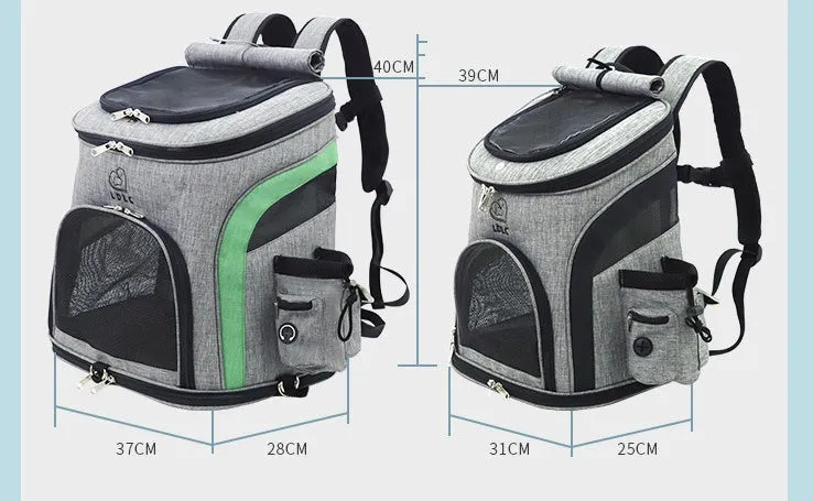 Breathable nylon pet backpack for dogs and cats up to 20 kg available in grey colour with ventilation panel