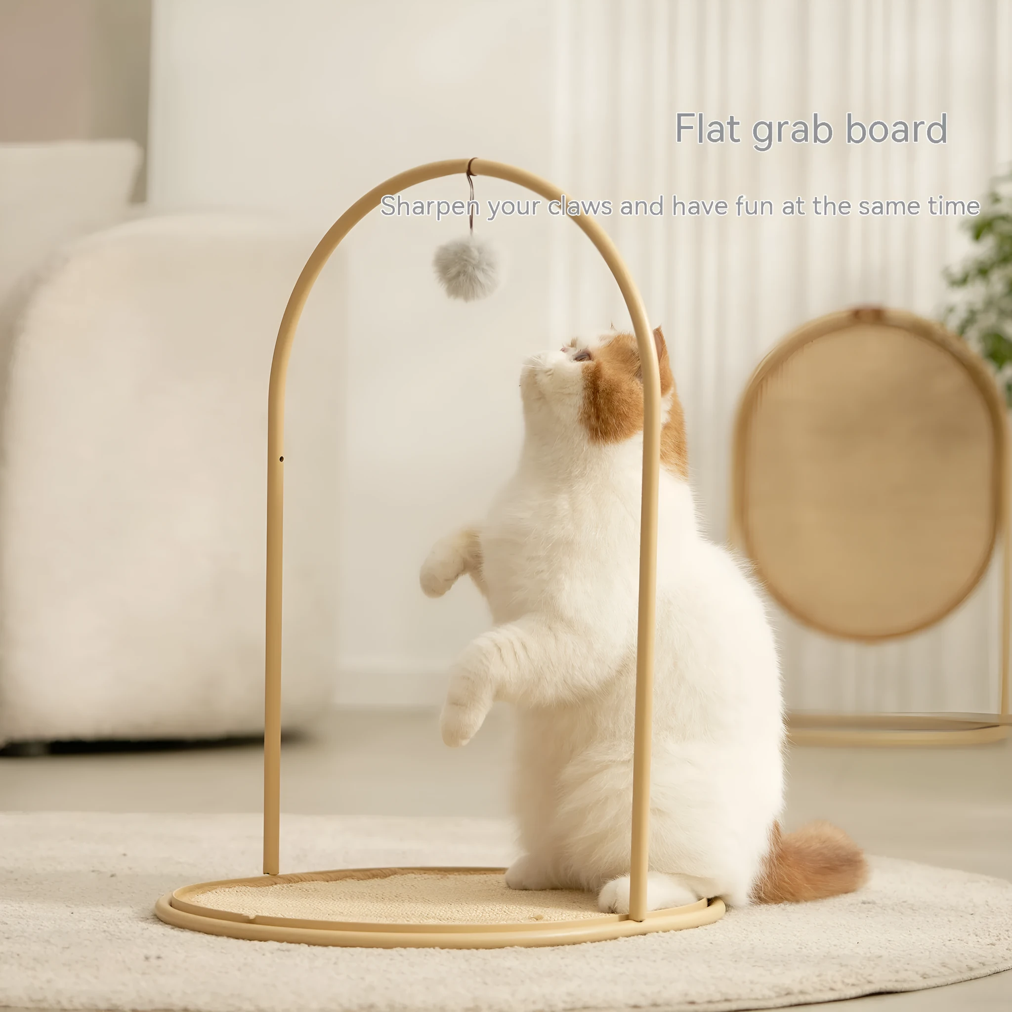 Large sisal cat scratching board with steel frame in Earth Yellow colour, 448x368x545mm