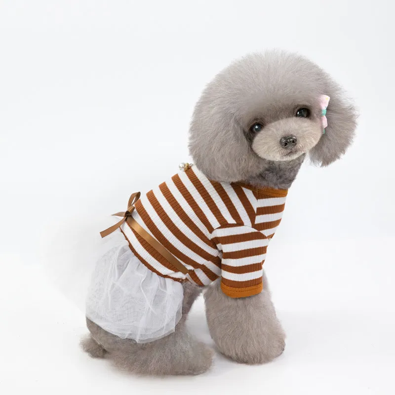 Bears Teddy cotton pet skirt for female dogs in coffee colour