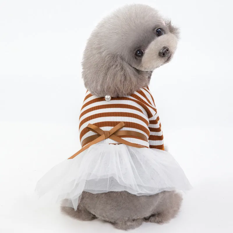 Bears Teddy cotton pet skirt for female dogs in coffee colour
