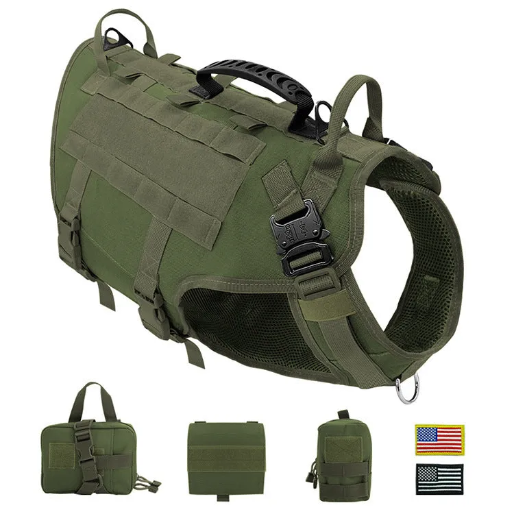 Malinois large dog training vest harness black colour chest back with packs and stickers
