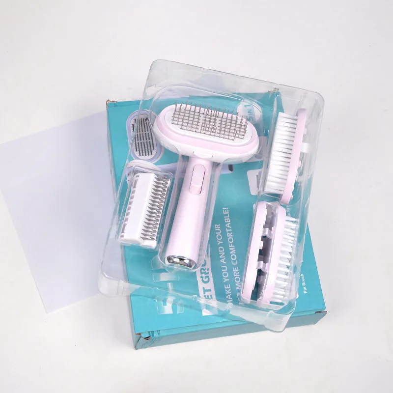 Pet hair removal steel needle comb brush in blue, ABS material, for dogs and cats