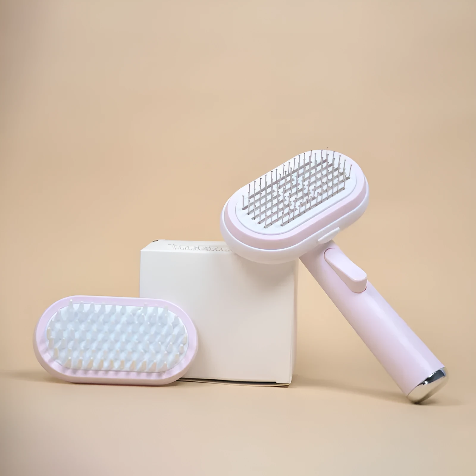 Pet hair removal steel needle comb brush in blue, ABS material, for dogs and cats