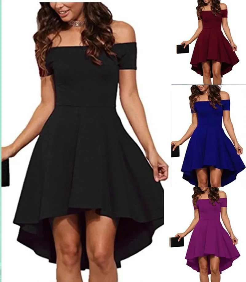 One shoulder short sleeve milk silk dress with large swallowtail skirt in colour options for commuting