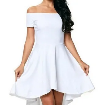 One shoulder short sleeve milk silk dress with large swallowtail skirt in colour options for commuting