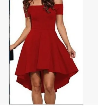 One shoulder short sleeve milk silk dress with large swallowtail skirt in colour options for commuting