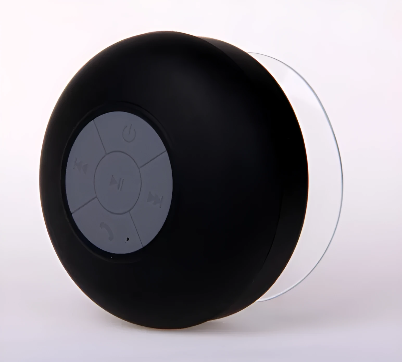 Mini waterproof Bluetooth speaker in blue, compact plastic shell with button controls