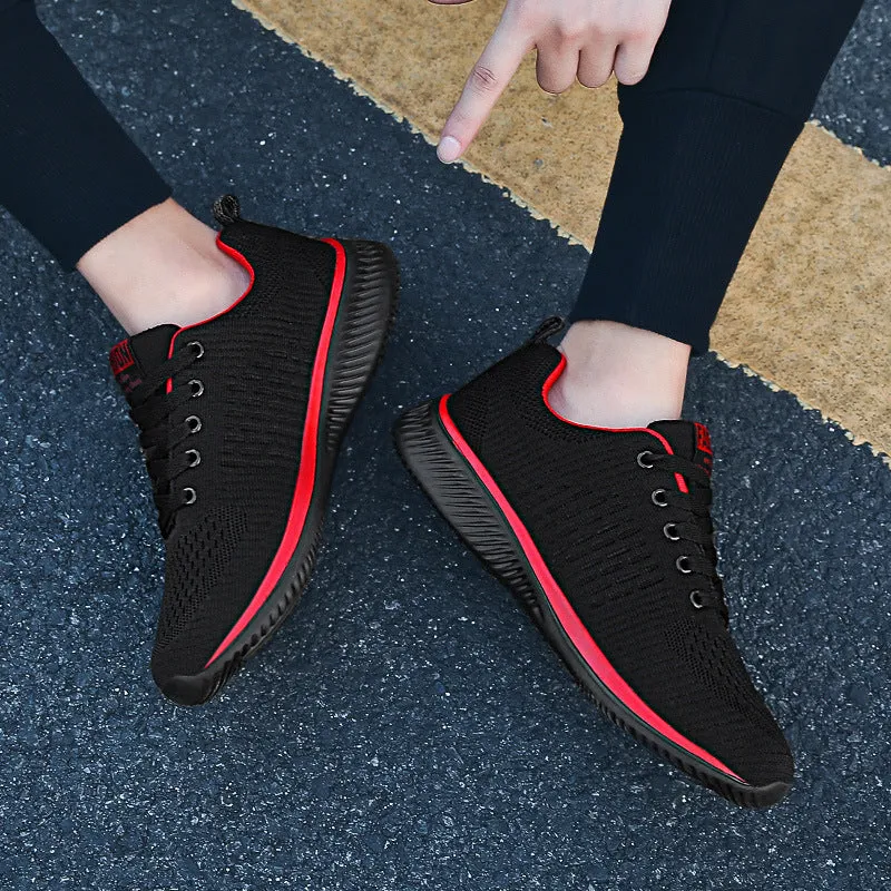 Men's running shoes 9088 black and red colourway with viscose sole and textile insole