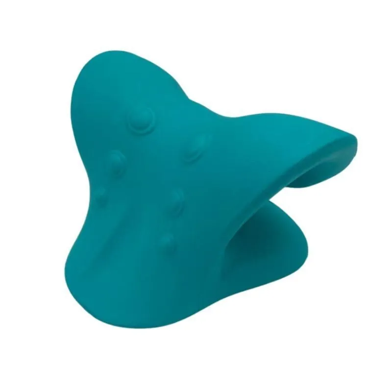 Cervical spine stretch gravity traction neck stretcher pillow in black foam for neck pain relief