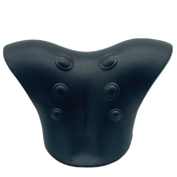 Cervical spine stretch gravity traction neck stretcher pillow in black foam for neck pain relief