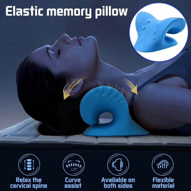 Cervical spine stretch gravity traction neck stretcher pillow in black foam for neck pain relief
