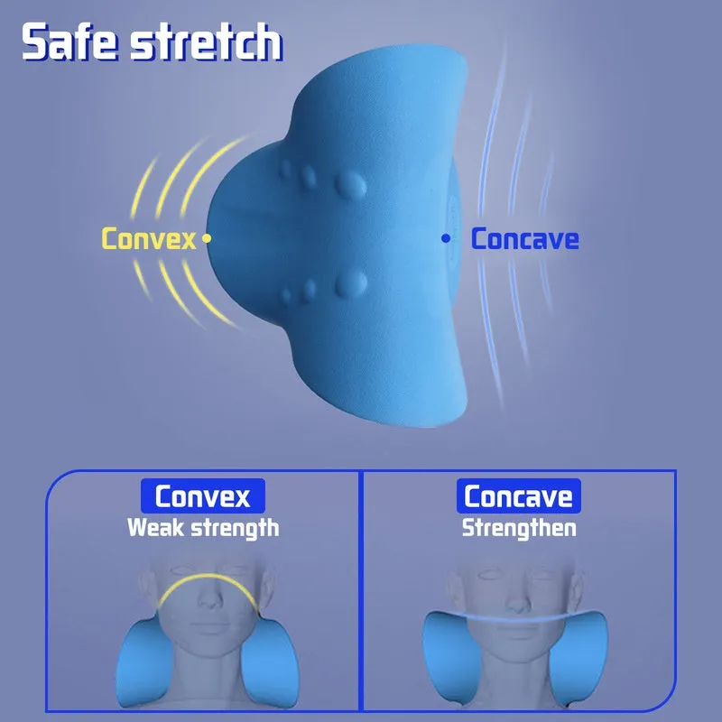 Cervical spine stretch gravity traction neck stretcher pillow in black foam for neck pain relief