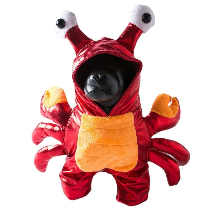 Red PU pet Halloween costume transfiguration outfit for cat or dog on a plain background