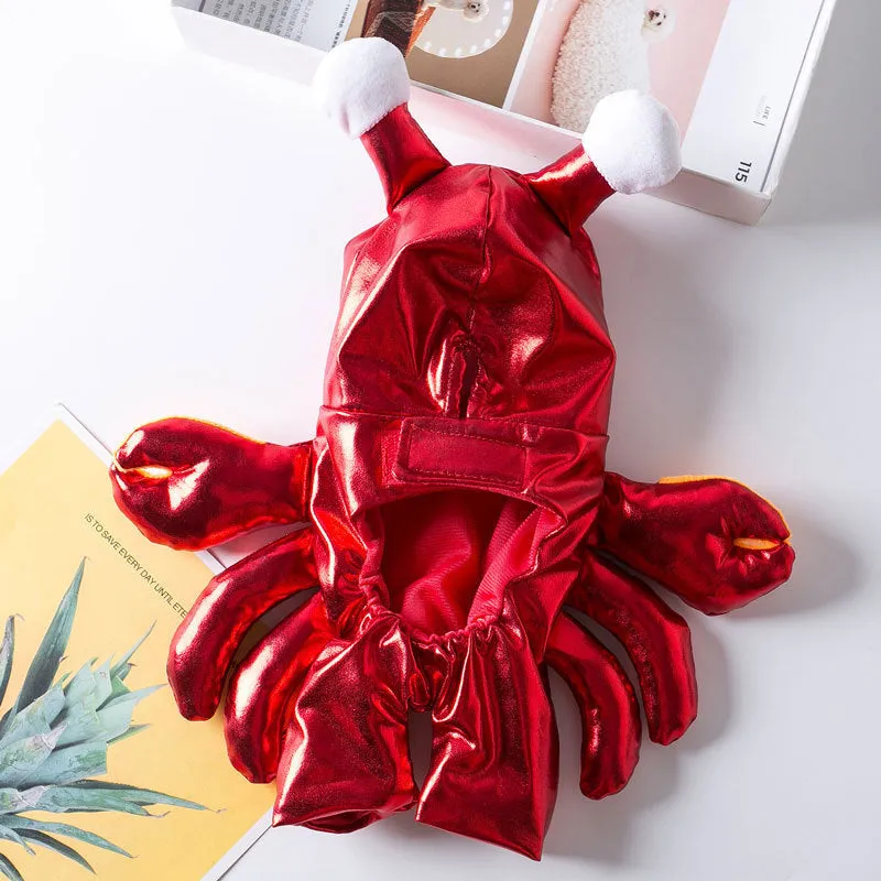 Red PU pet Halloween costume transfiguration outfit for cat or dog on a plain background