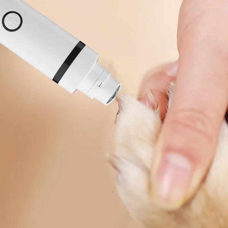 White cordless pet shaving device for dogs with stainless steel blade and automatic grinding head