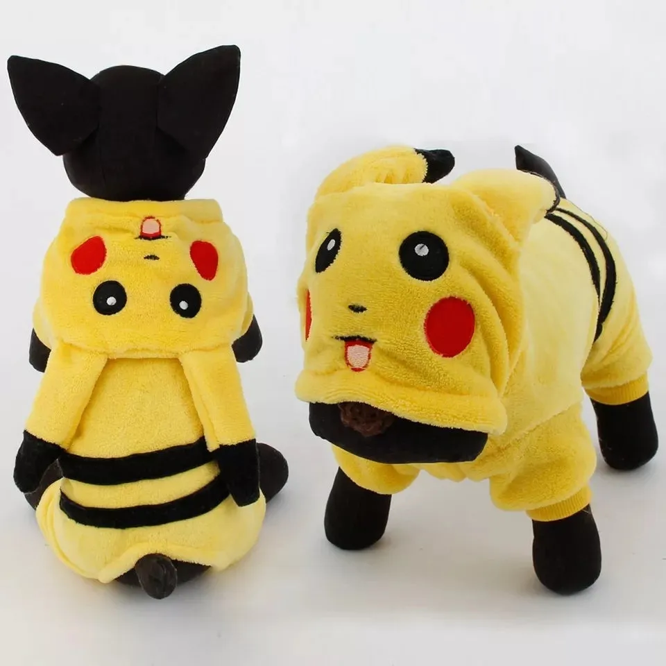 Fleece hoodie costume coat for cat or small dog in cartoon design